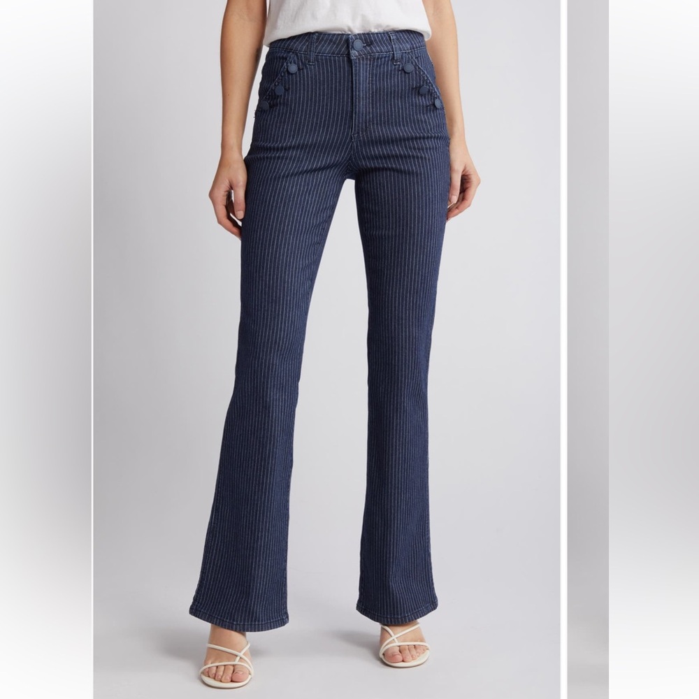 Wit & Wisdom Striped Jeans with Button Closure